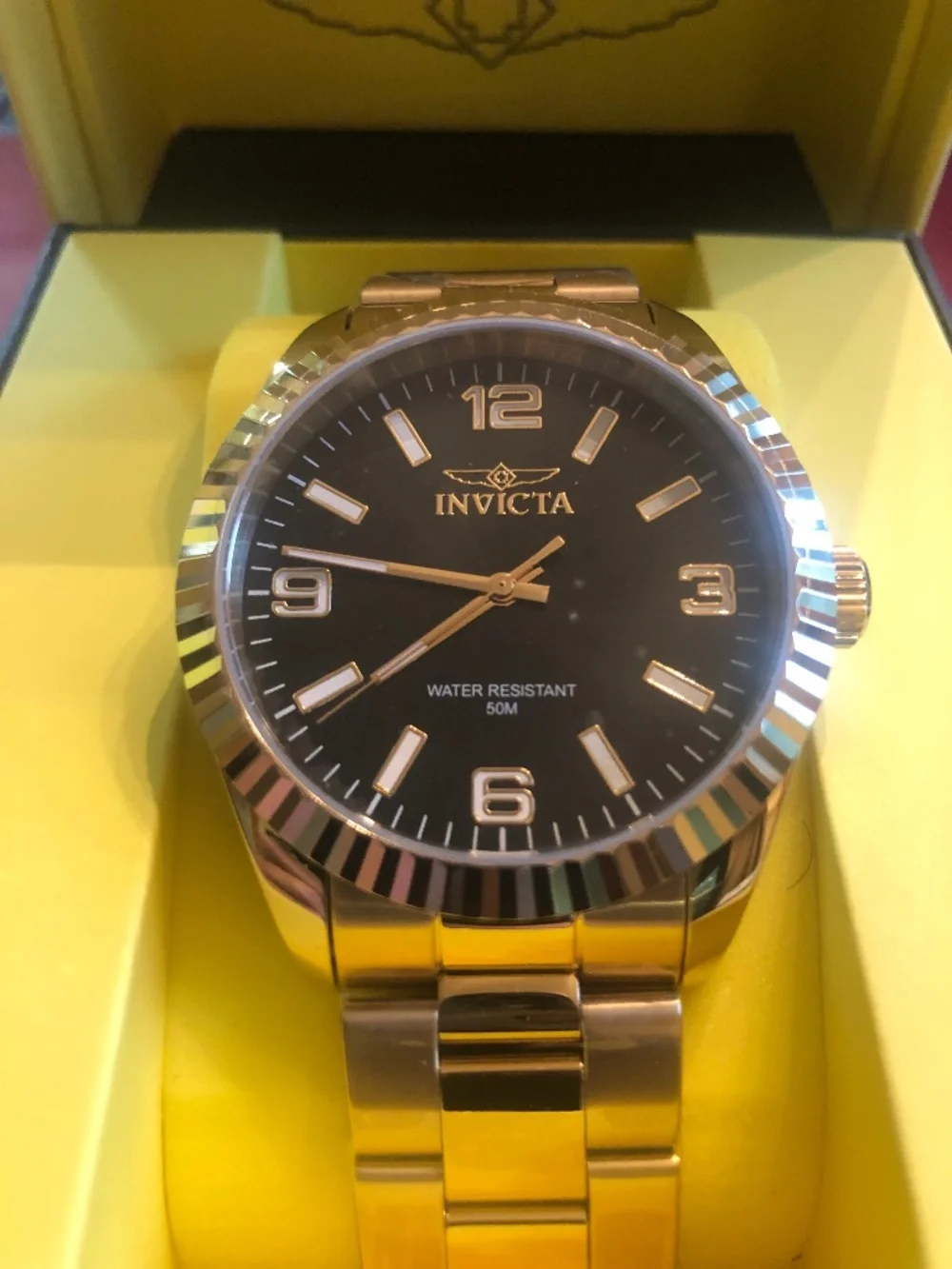 Invicta Statford Specialty Men’s Watch-43mm Gold Band and Black Dial
